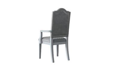 House Marchese - Arm Chair (Set of 2) - Two Tone Gray Fabric & Pearl Gray, alternate view 4 with wood construction