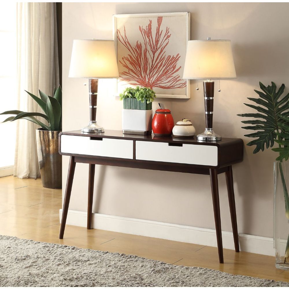 Christa - Sofa Table - White & Espresso, alternate view 5 with solid wood