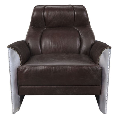 Brancaster - Accent Chair - Espresso Top Grain Leather & Aluminum, alternate view 4 with top-grain leather