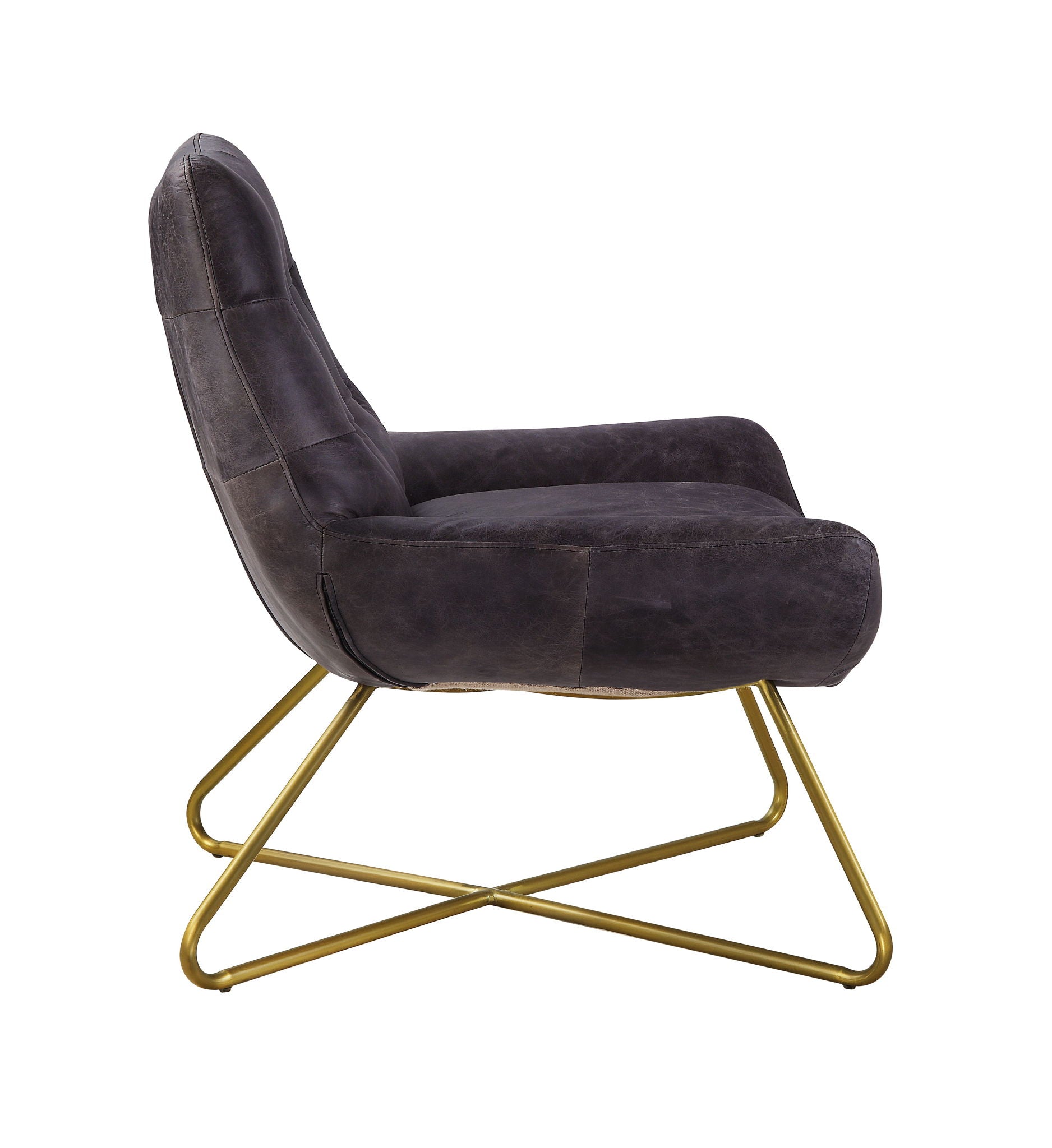 Dhalsim - Accent Chair - Antique Ebony Top Grain Leather, alternate view 6 with metal