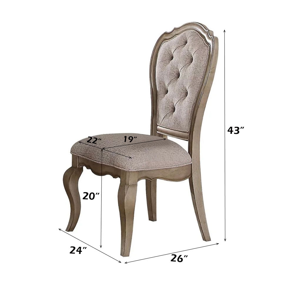 Chelmsford - Side Chair (Set of 2) - Beige Fabric & Antique Taupe, alternate view 2 with wood construction