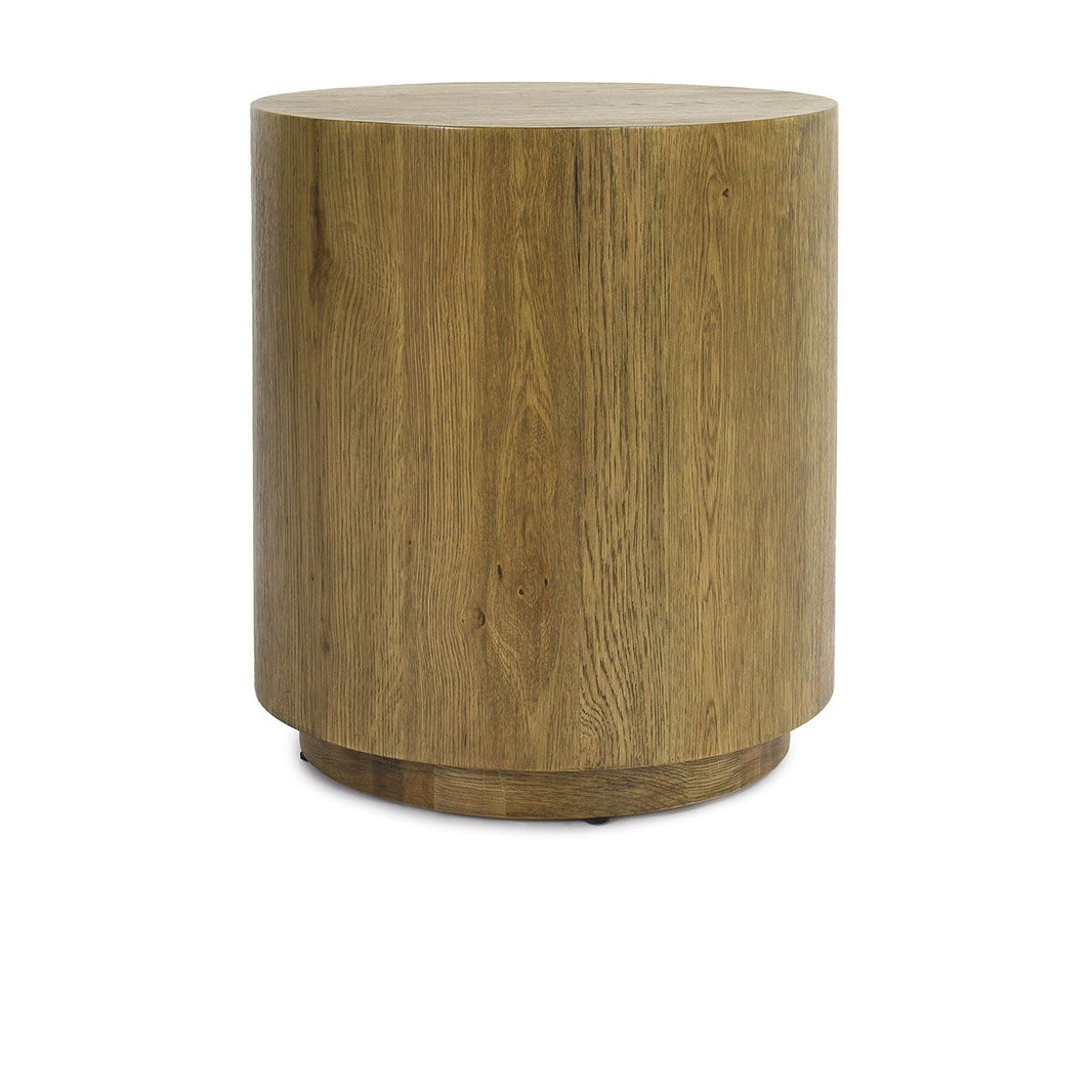 Layne - Round End Table, product view with wood construction