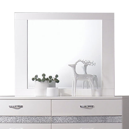 Naima II - Mirror - White High Gloss, alternate view 3 with wood construction