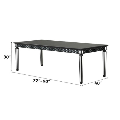 Varian II - Dining Table - Mirrored & Black, alternate view 3 with wood construction