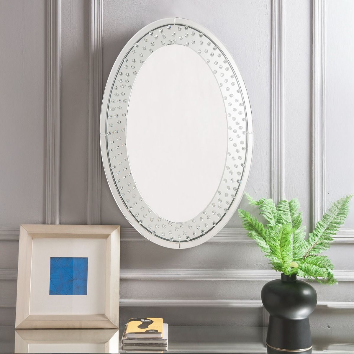 Nysa - Accent Decor - Mirrored & Faux Crystals, alternate view 5 with wood construction