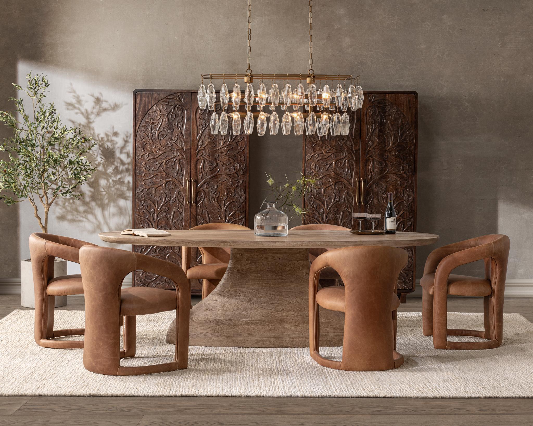 Amra - 94" Dining Table - Sandstone Greige, alternate view 4 with wood construction