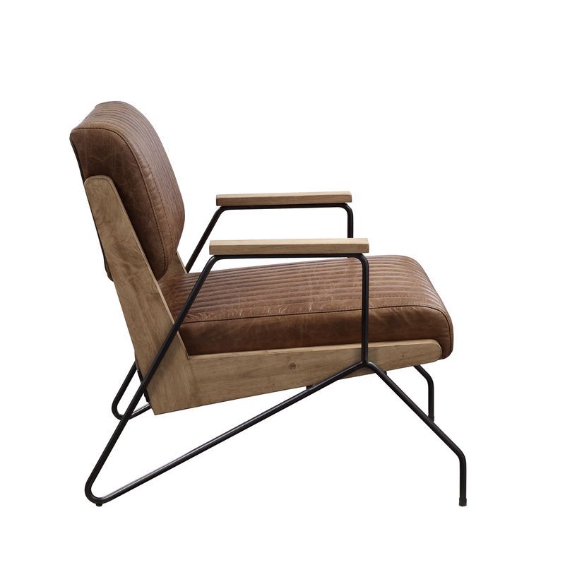 Eacnlz - Accent Chair - Cocoa Top Grain Leather & Matt Iron, alternate view 4 with cotton fabric
