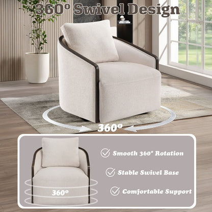 Lenora - Accent Chair With Swivel - Beige Chenille