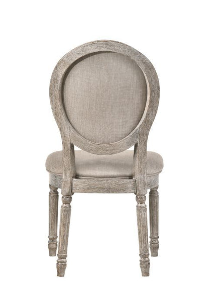 Faustine - Side Chair (Set of 2) - Tan Fabric & Salvaged Light Oak, alternate view 4 with wood construction