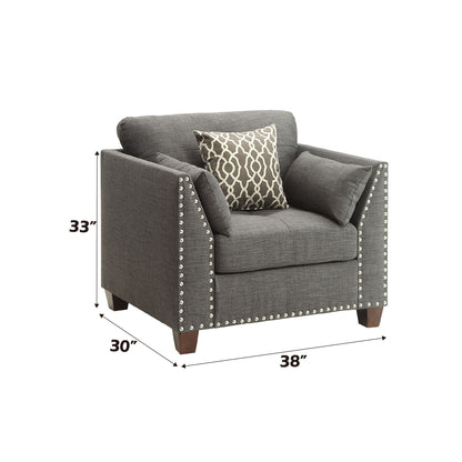 Laurissa - Chair With 3 Pillows - Light Charcoal Linen, alternate view 5 with wood construction