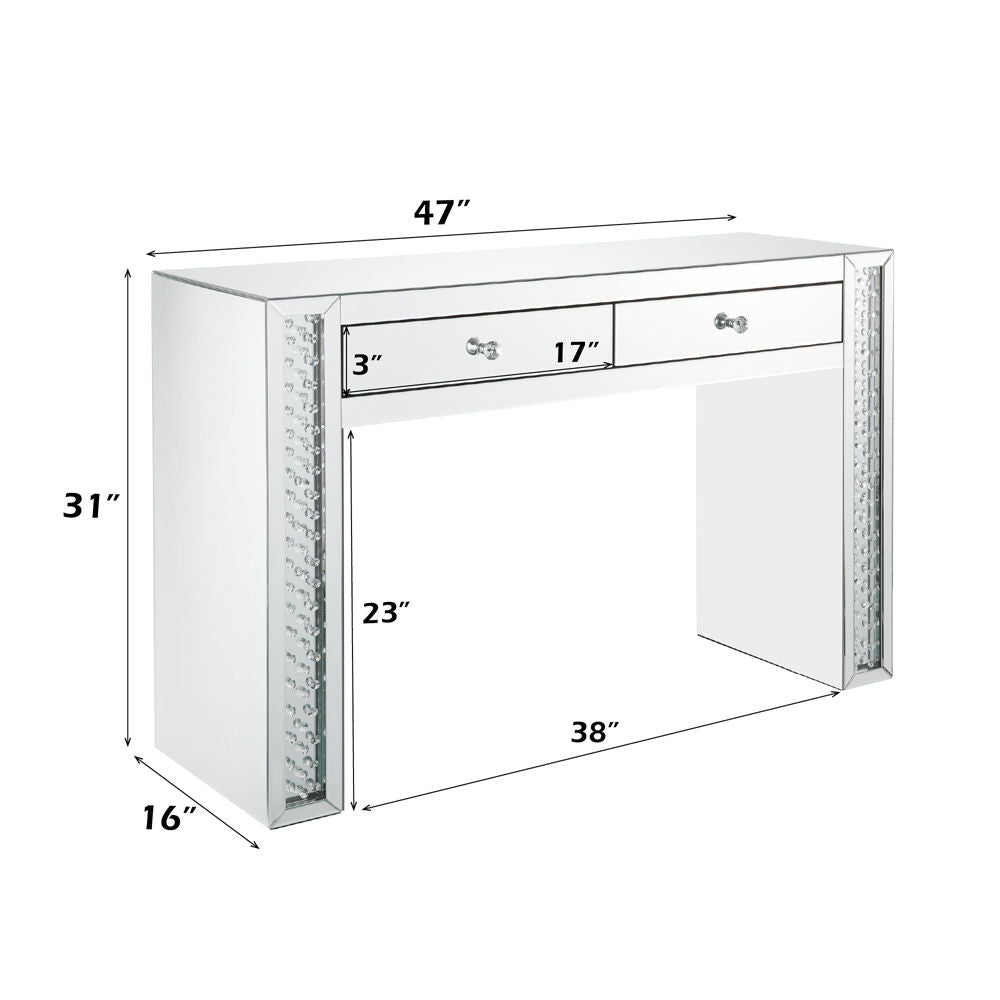Nysa - Vanity Desk - Mirrored & Faux Crystals, alternate view 6 with wood construction