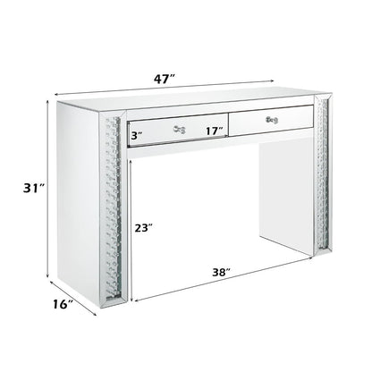 Nysa - Vanity Desk - Mirrored & Faux Crystals, alternate view 6 with wood construction