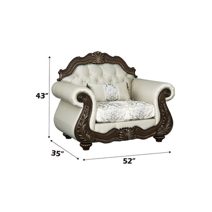Pierce - Chair With Pillow - Beige Fabric & Cherry
