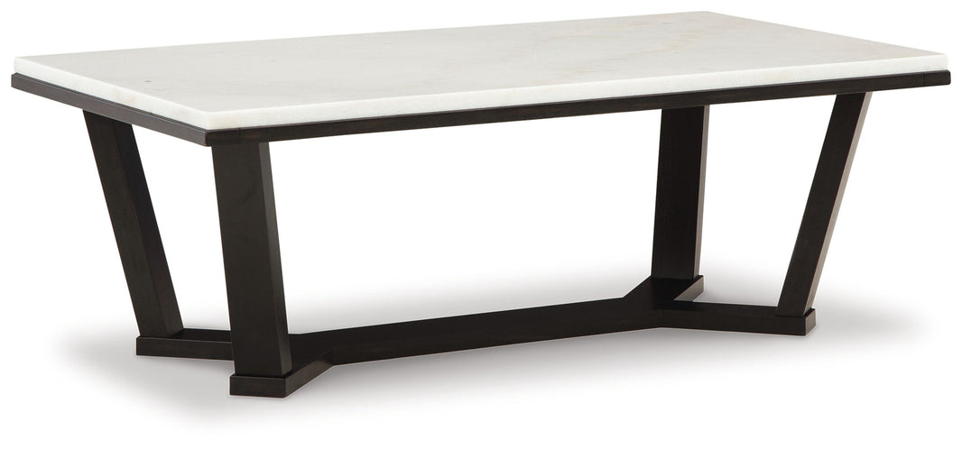 Fostead - Rectangular Cocktail Table - White / Espresso, product view with wood construction
