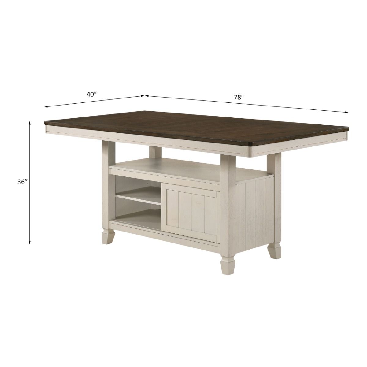 Tasnim - Counter Dining Table - Oak & Antique White, alternate view 6 with linen fabric