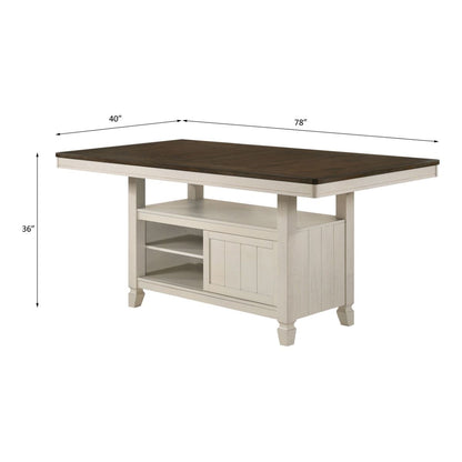 Tasnim - Counter Dining Table - Oak & Antique White, alternate view 6 with linen fabric