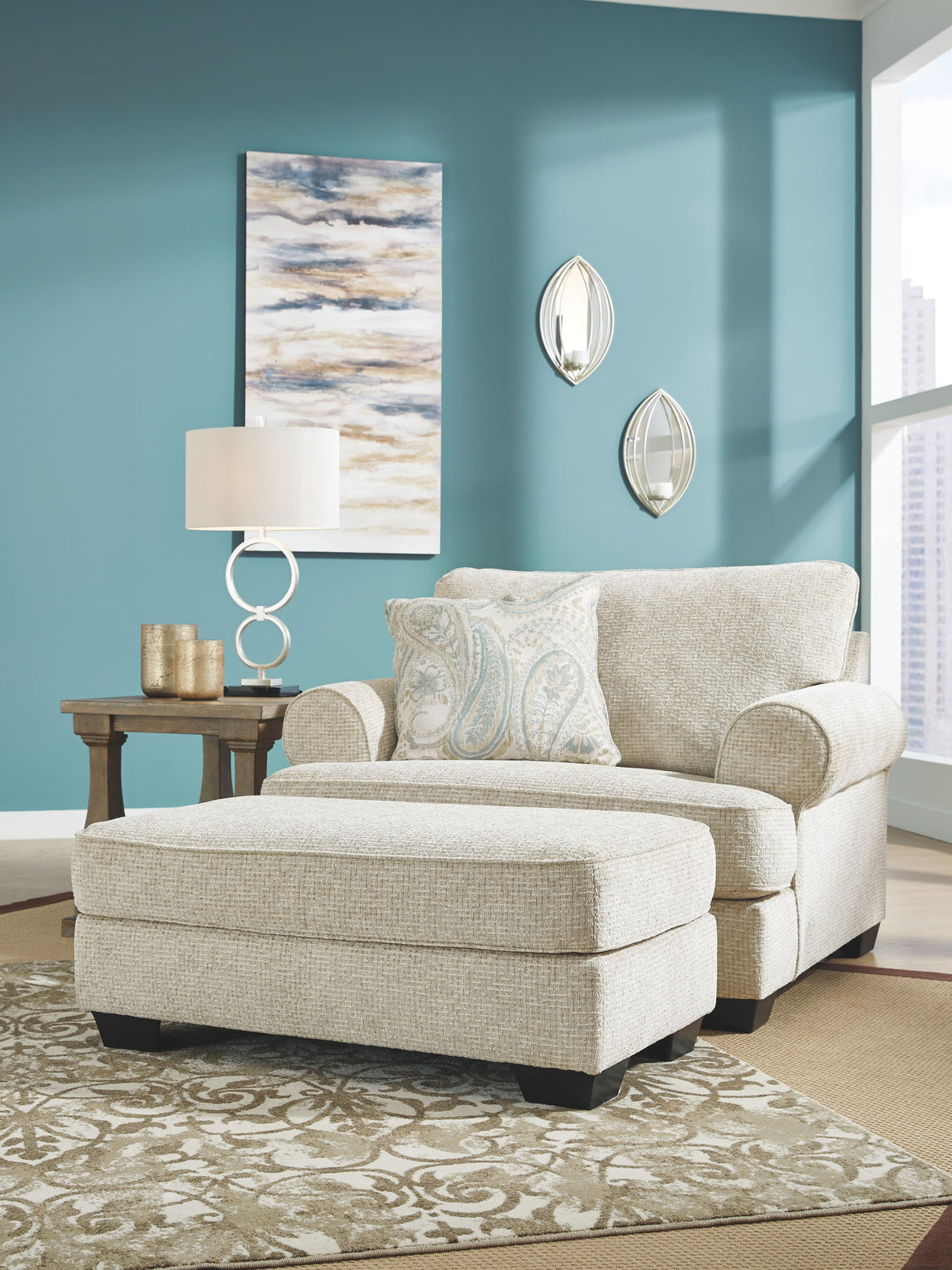Monaghan - Chair and a Half - Sandstone, alternate view 7 with chenille upholstery