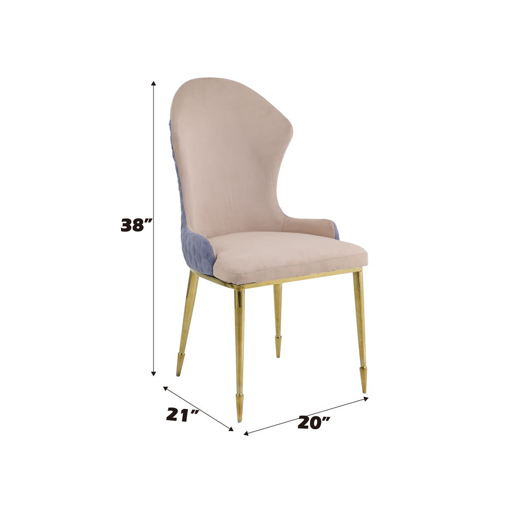 Caolan - Side Chair (Set of 2) - Tan, Lavender Fabric & Gold, alternate view 4 with metal