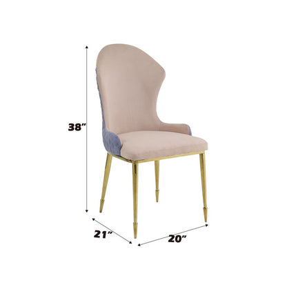 Caolan - Side Chair (Set of 2) - Tan, Lavender Fabric & Gold, alternate view 4 with metal