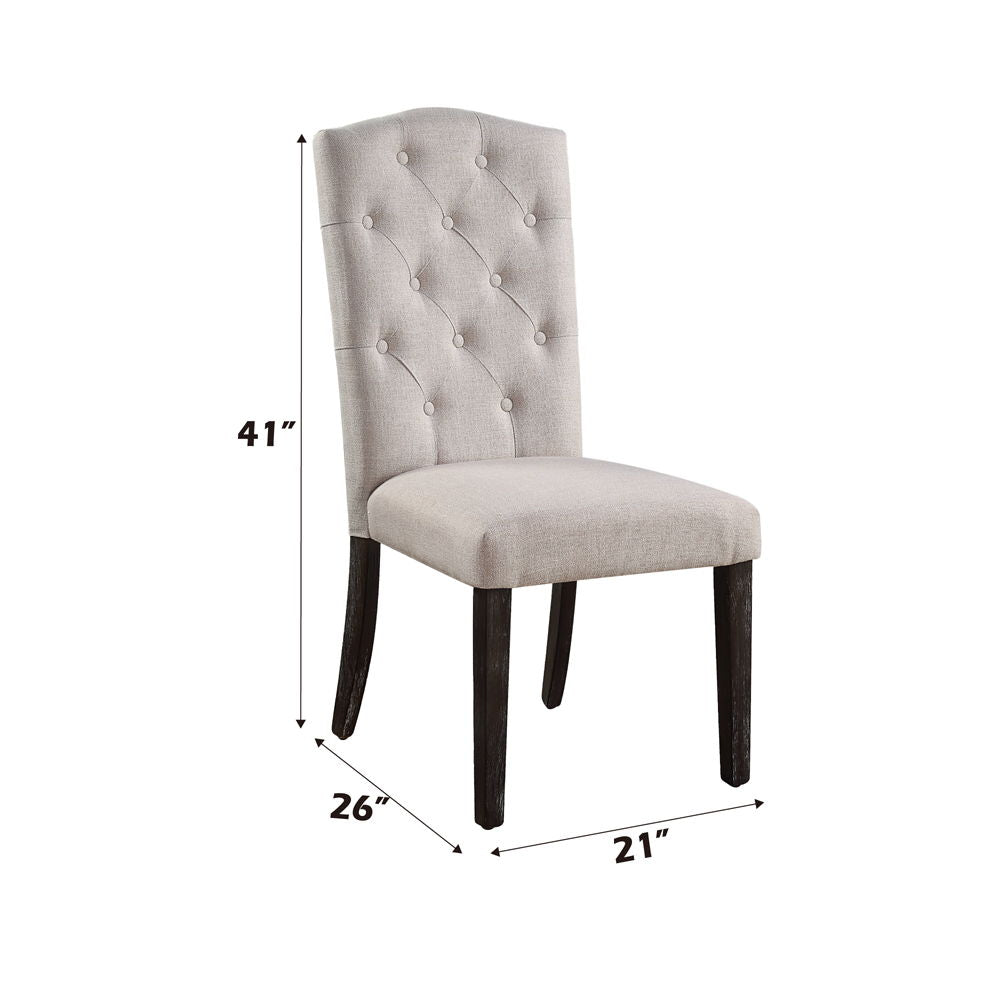 Gerardo - Side Chair (Set of 2) - Beige Linen & Weathered Espresso, alternate view 7 with wood construction