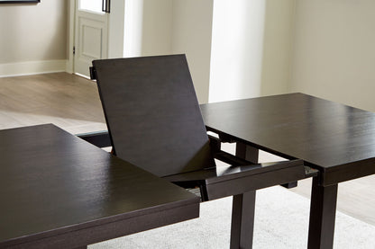 Neymorton - 7 Pc. - Rectangular Extension Table, 6 Side Chairs - Dark Grayish Brown, alternate view 5 with wood construction