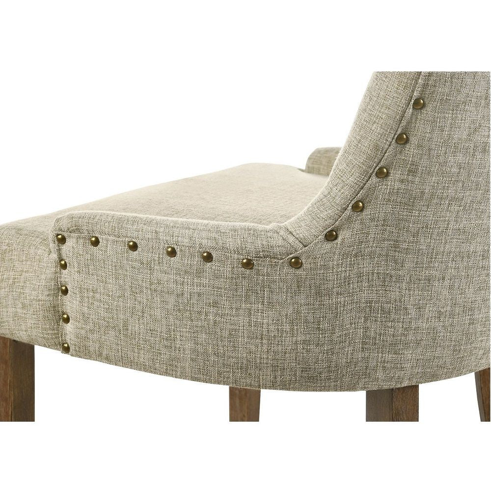 Yotam - Side Chair (Set of 2) - Beige Fabric & Salvaged Oak, alternate view 3 with wood construction