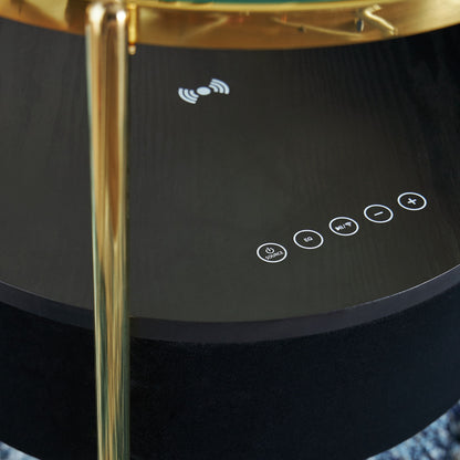 Nedman - Accent Table With Speaker - Black / Gold Finish, alternate view 6 with polyester fabric