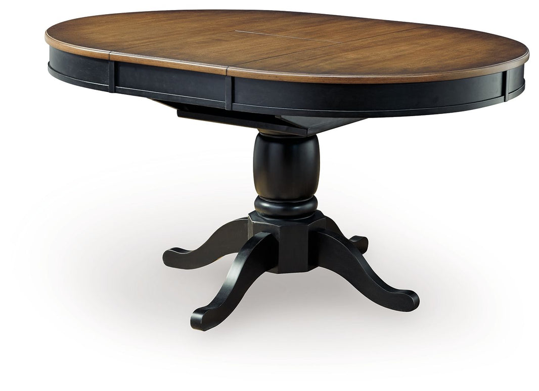 Clorazi - Oval Dining Room Butterfly Extension Table - Black / Brown, product view with wood construction