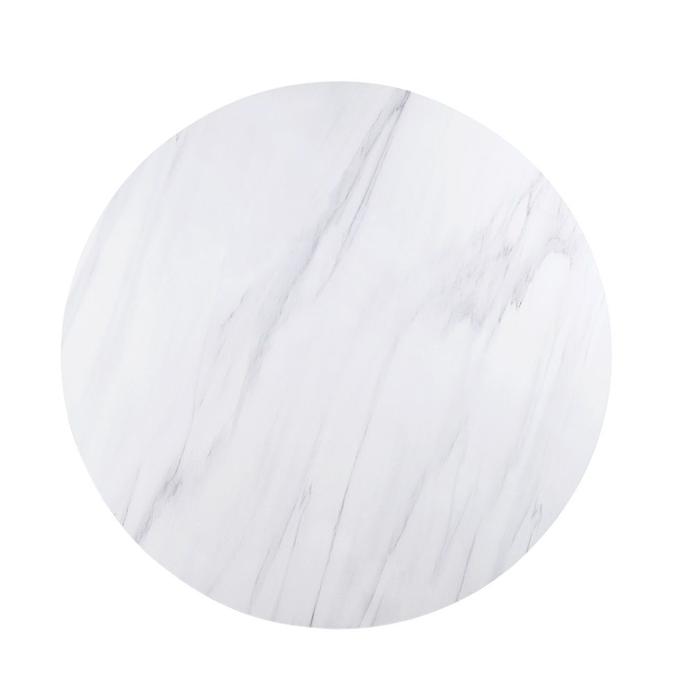 Gerardo - Dining Table - White Marble Top & Weathered Espresso, alternate view 3 with wood construction