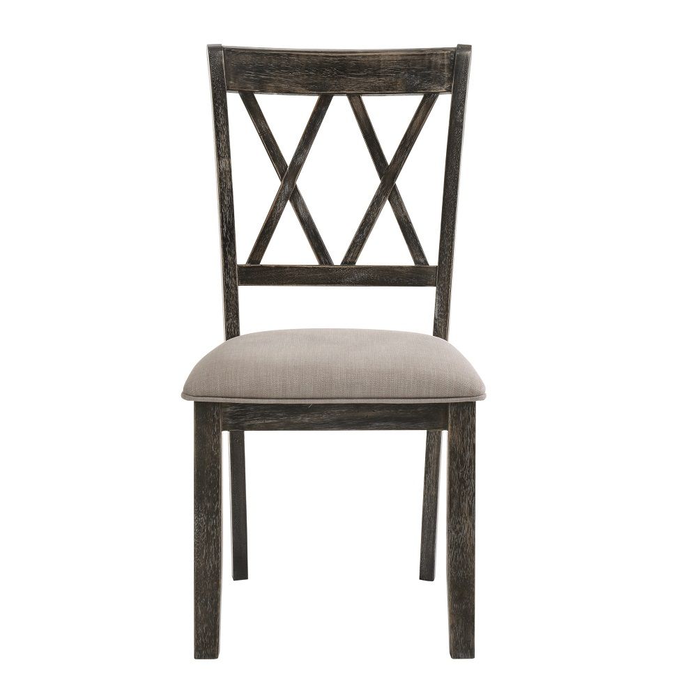 Claudia II - Side Chair (Set of 2) - Beige Fabric & Weathered Gray, alternate view 4 with linen fabric