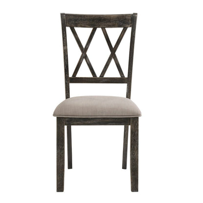 Claudia II - Side Chair (Set of 2) - Beige Fabric & Weathered Gray, alternate view 4 with linen fabric