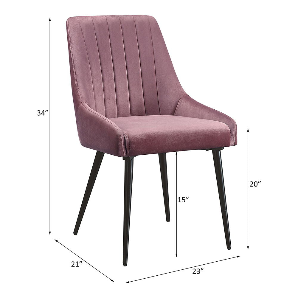 Riley - Side Chair (Set of 2) - Pink Fabric & Black, alternate view 5 with wood construction
