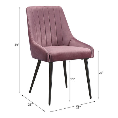 Riley - Side Chair (Set of 2) - Pink Fabric & Black, alternate view 5 with wood construction