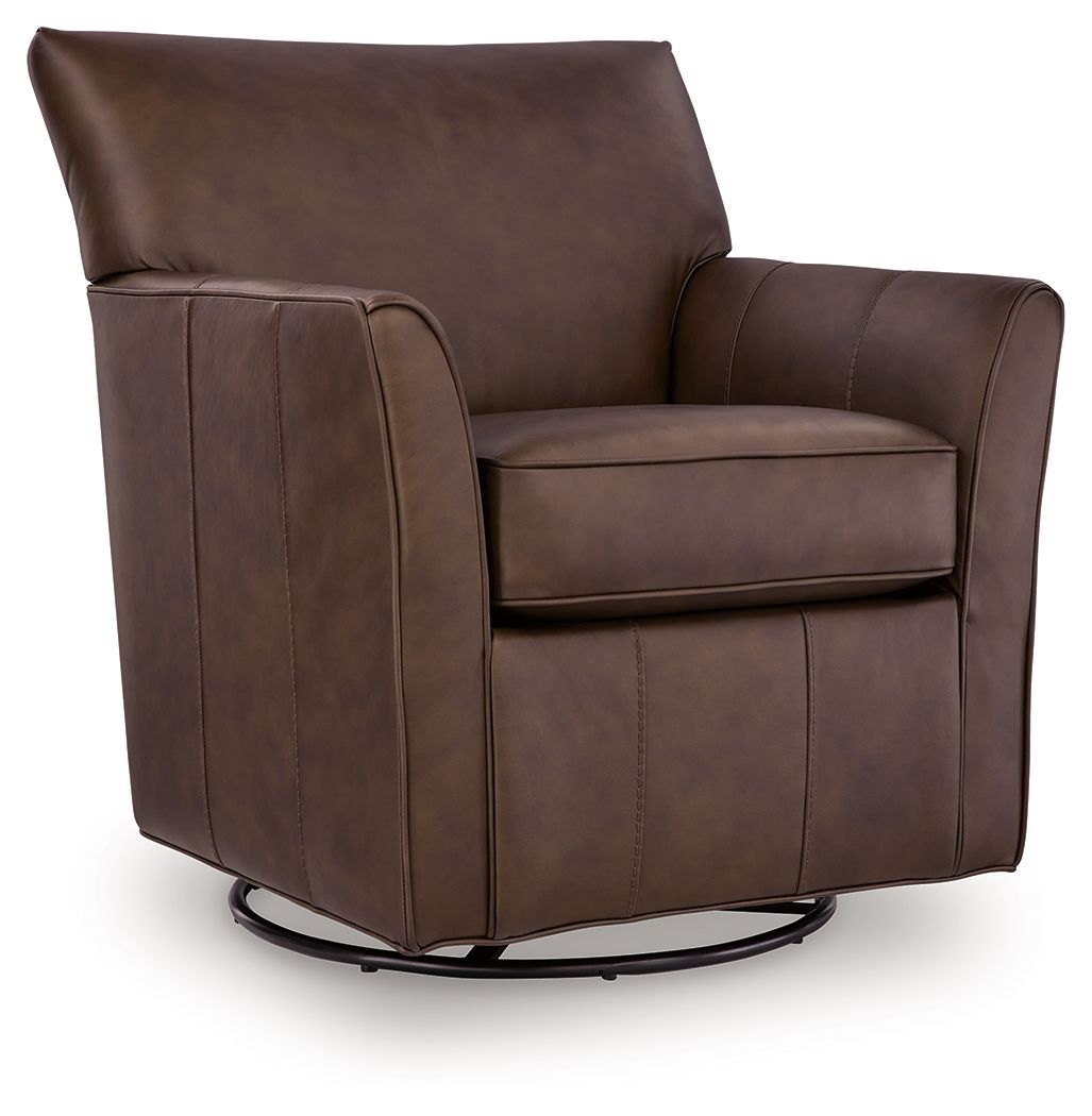 Braydunn - Swivel Glider Accent Chair, product view with faux leather