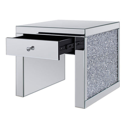 Noralie - 24" Square End Table - Mirrored & Faux Diamonds, alternate view 5 with wood construction