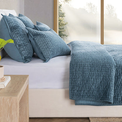 Bari - Velvet Sham - Stone Blue