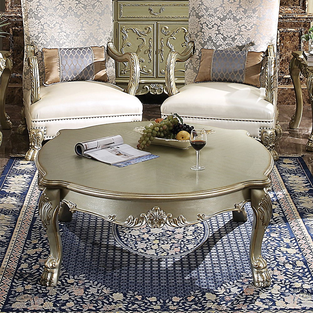 Dresden II - Coffee Table - Gold Patina & Bone, alternate view 5 with wood construction