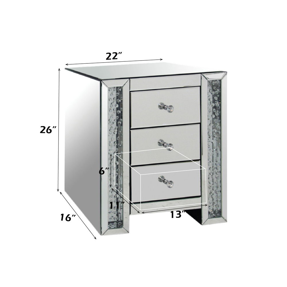 Nysa - Accent Table - Mirrored & Faux Crystals, alternate view 2 with wood construction