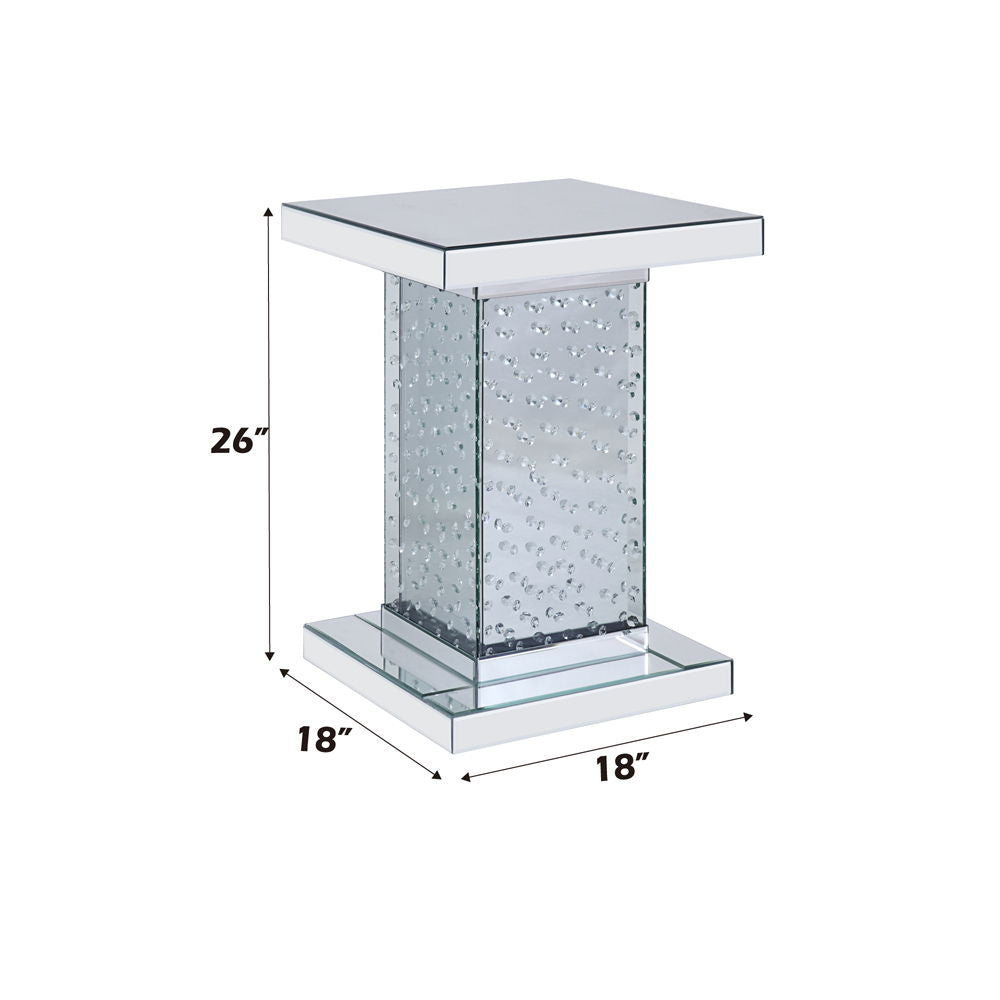 Nysa - 26" End Table - Mirrored & Faux Crystals, alternate view 3 with wood construction