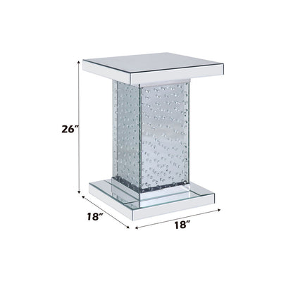 Nysa - 26" End Table - Mirrored & Faux Crystals, alternate view 3 with wood construction