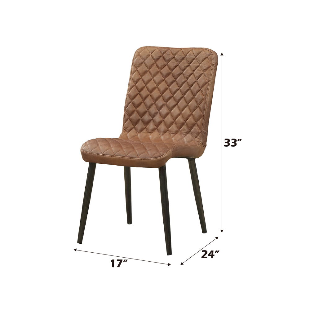 Millerton - Side Chair (Set of 2) - Vintage Chocolate Top Grain Leather & Antique Black, alternate view 2 with metal
