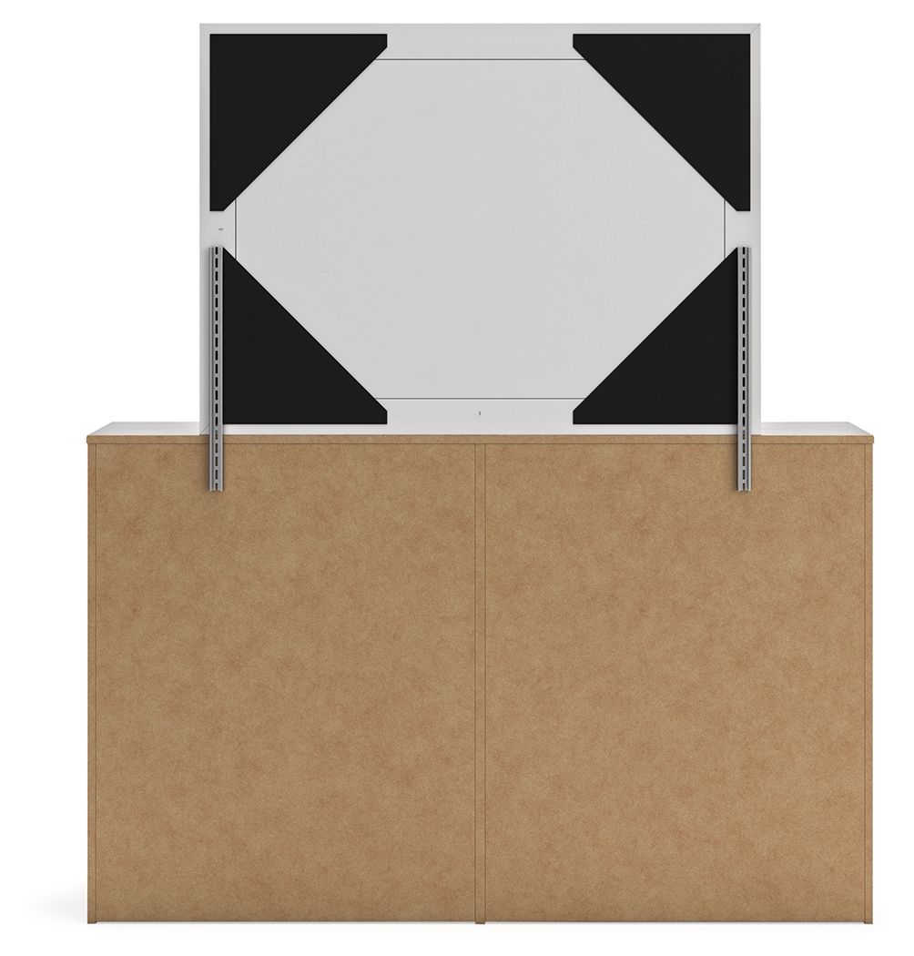 Cayboni - Dresser And Mirror - Whitewash, alternate view 5 with linen fabric