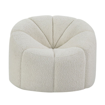 Osmash - Chair With Swivel - White Teddy Sherpa, alternate view 6 with wood construction