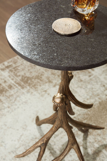 Lemkins - Accent Table - Black / Antique Gold Finish, alternate view 4 with marble