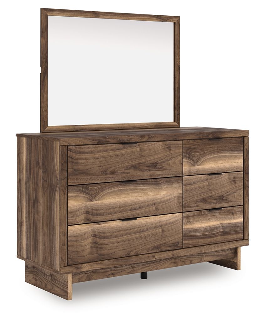 Chirason - Dresser And Mirror - Brown, product view with linen fabric