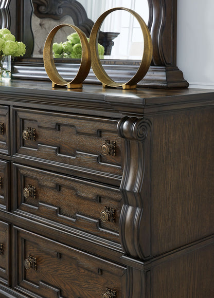 Maylee - Dresser And Mirror - Dark Brown, alternate view 3 with wood construction