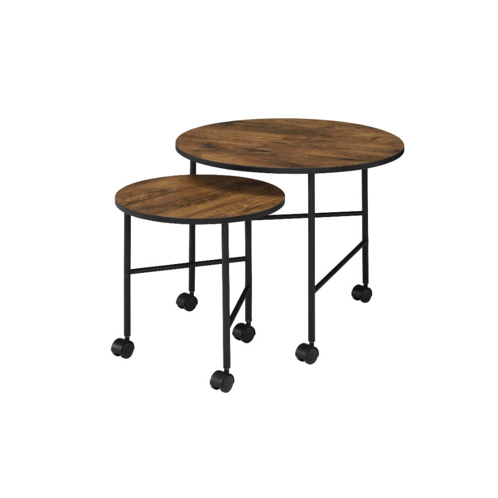Oblis - Nesting Table Set - Vintage Oak, product view with wood construction
