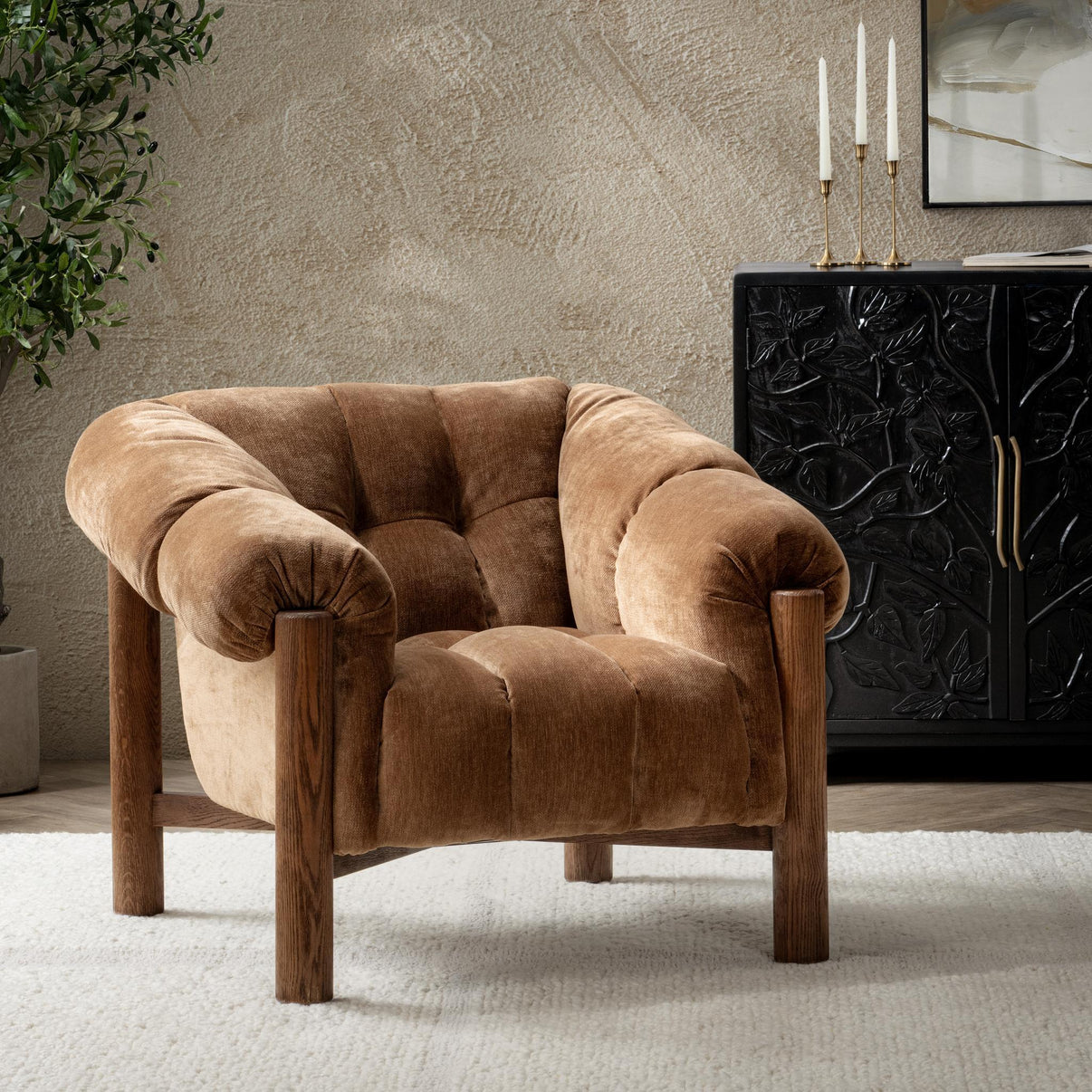 Sansa - Upholstered Accent Chair, alternate view 5 with wood construction