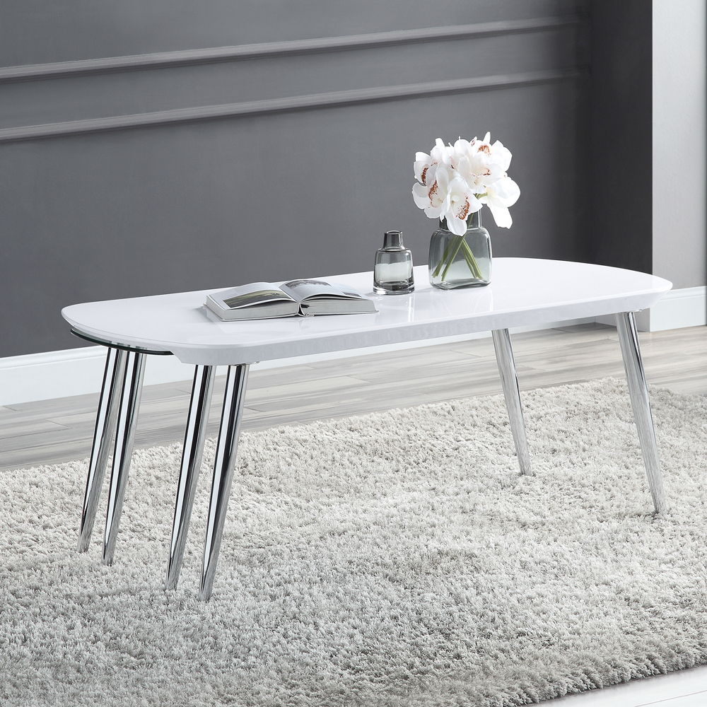 Patina - Coffee Table - White & Chrome, alternate view 5 with wood construction