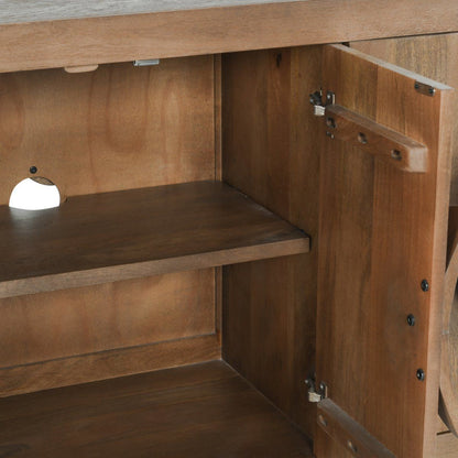 Vally - Wood 6 Door Buffet - Artisan Brown, alternate view 6 with linen fabric